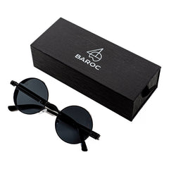 Lentes De Sol Baroc Vintage Star Black Redondos Negros Polarizados Uv Océano Negro