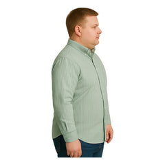 Camisa Big Kong Blanca Rayas Verdes Hombre Grande Formal
