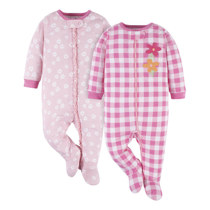 Mameluco Gerber para bebé pack 2 pijamas algodón rosa-0-3M