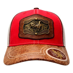 Gorra Trucker Vaquera Gallo Knite Hombre Herraje Color Rojo Talla Un Liso