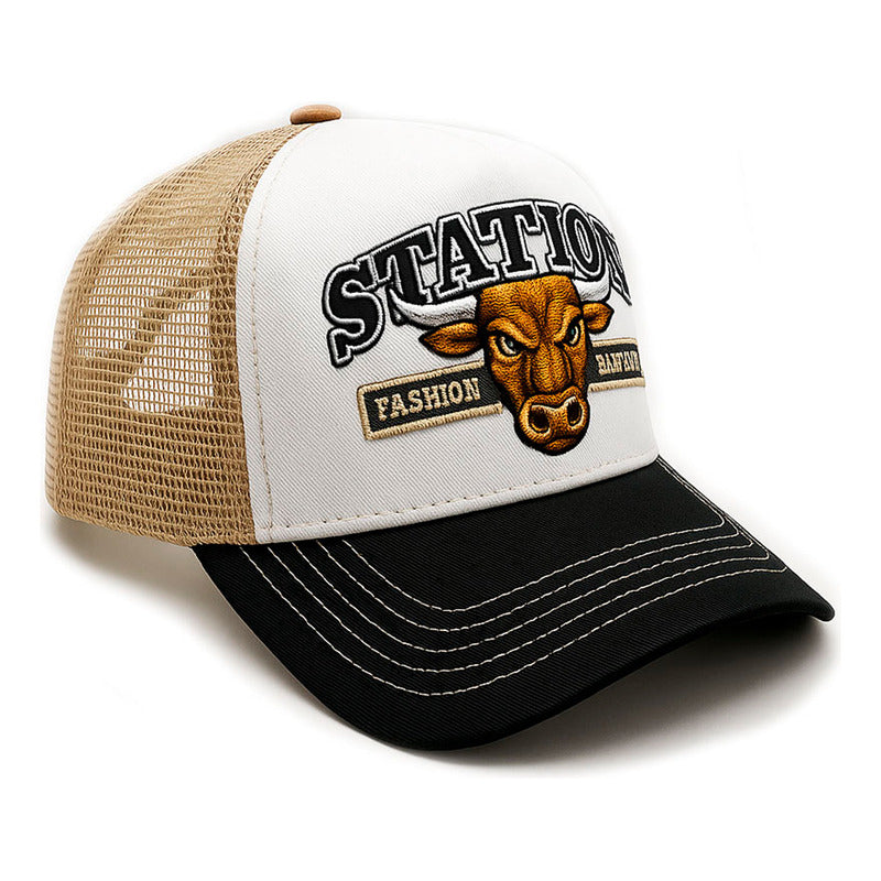 Gorra Camionera Station Bull Knite Malla Visera Curva