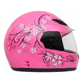 Casco Integral Para Moto Dama Con Diseño De Flores Rosa Monocolor Brillante Xl