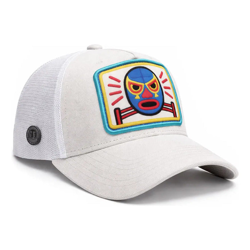 Gorra Trucker Ajustable Lucha Libre Sagrada Máscara Blanco Un Liso