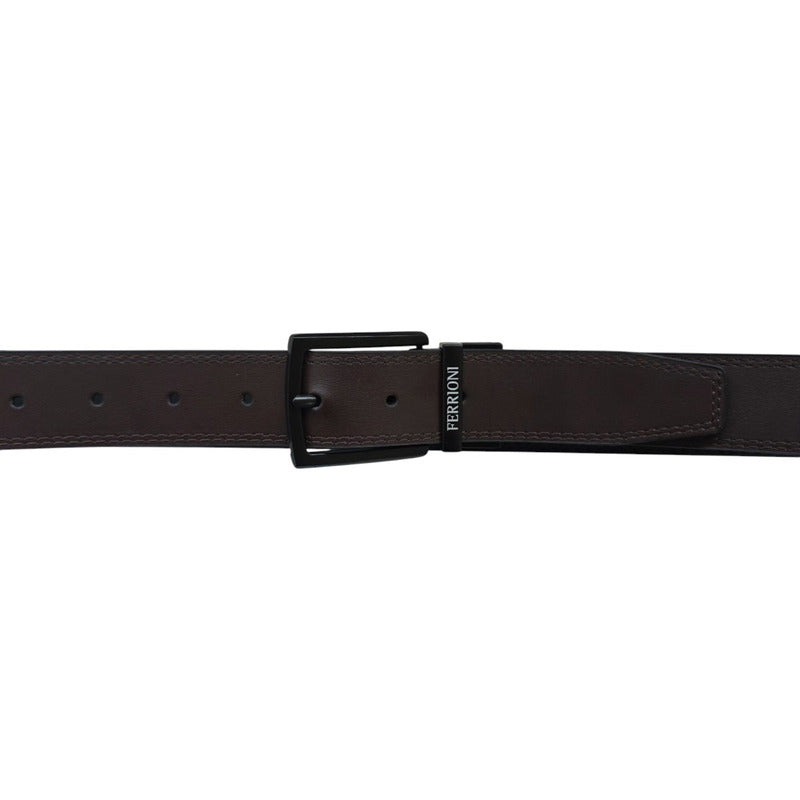 Cinturón Ferrioni Reversible Hombre Piel Negro Café 40mm-30-32