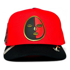 Vago Style Eleggua Gorra Artesanal Roja Visera Curva Negro Único Liso