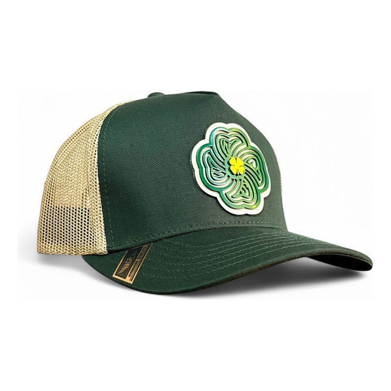 Vago Style Lucky Trébol Gorra Artesanal Verde Visera Curva Verde Oscuro Único