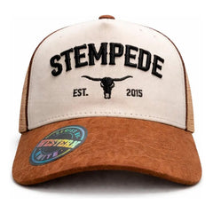 Gorra Trucker Livestock Heritage Ranch Toro Stampede Blanca Marrón Un
