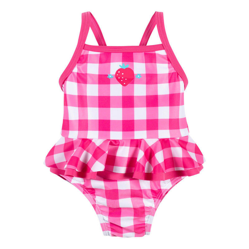 Traje De Baño Gerber 1 Pieza Rosa Fresa Upf 50+ Bebe