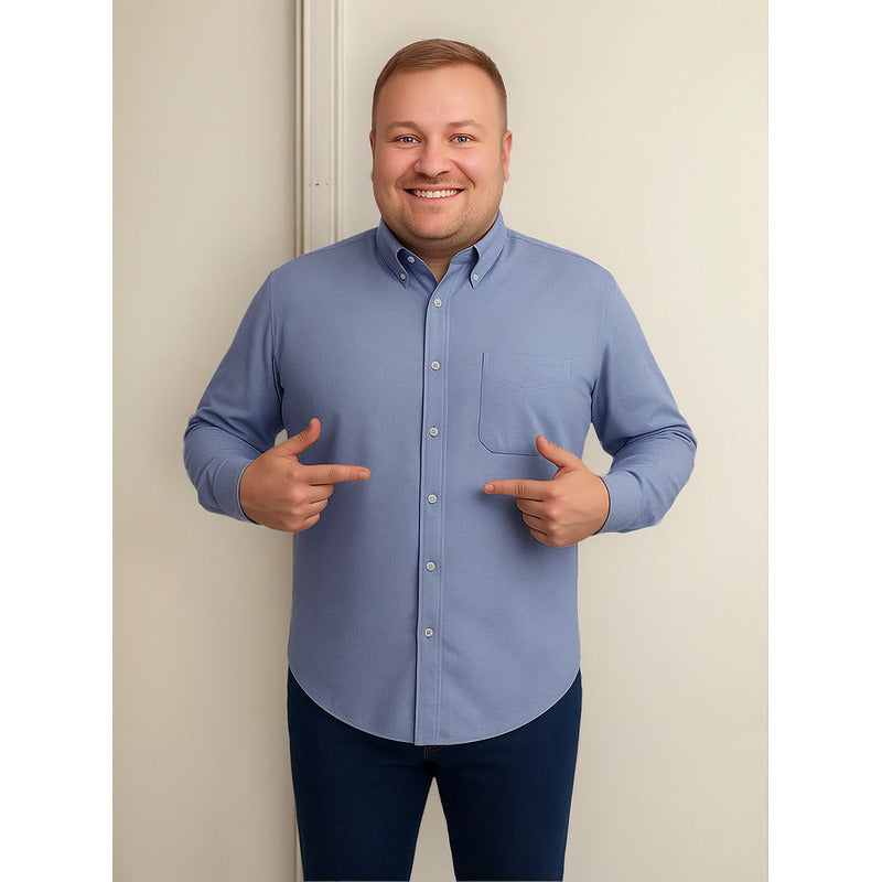 Camisa tallas grandes hombre Big Kong lisa lila manga larga XL-XL