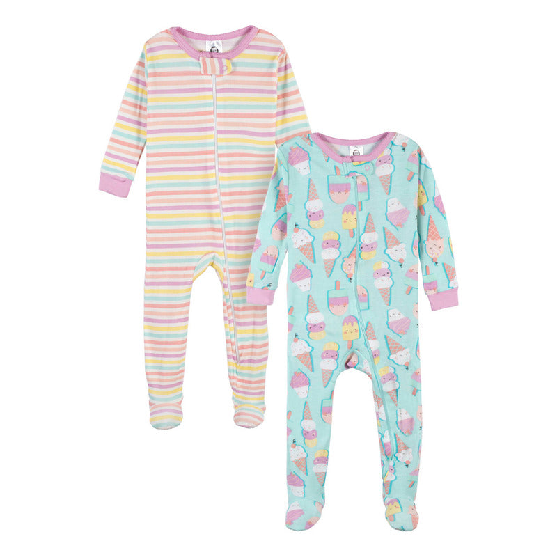 Mameluco Gerber Pack 2 Algodón Con Pies Ropa Dormir Bebé-12M