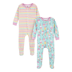 Mameluco Gerber Pack 2 Algodón Con Pies Ropa Dormir Bebé-12M
