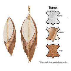 Aretes Largos Mujer De Plumas Gavilán Joyería Mujer Vangania Beige
