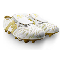 Tenis Fútbol Manriquez Tachones Suela Tpu Hombre Blanco Oro