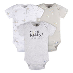 Pañalero Gerber 3 Piezas Blanco Gris Body Bebé Conjunto