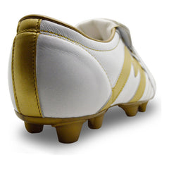 Tenis Fútbol Manriquez Tachones Suela Tpu Hombre Blanco Oro