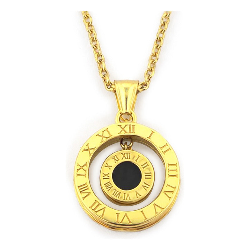 Collar Moon & Self Rueda Del Destino Oro 18k Zodiaco Tarot Dorado