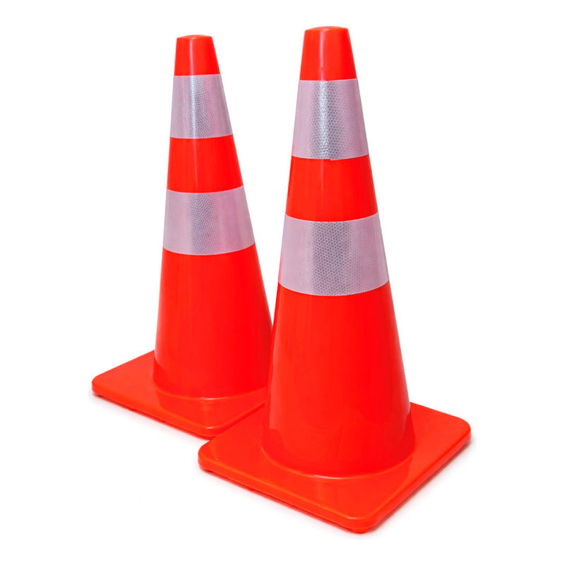 Set Conos 5 pzs Tránsito Vial Naranja Reflejante Seguridad-70 cm
