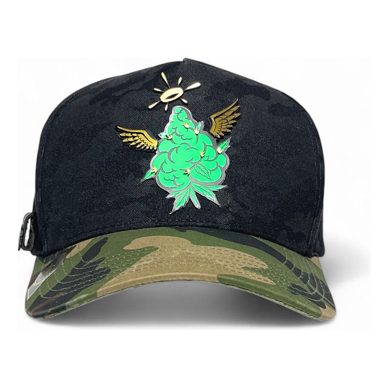 Gorra Flor Divina Camuflaje Verde Ajustable Vago Style