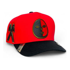 Vago Style Eleggua Gorra Artesanal Roja Visera Curva Negro Único Liso