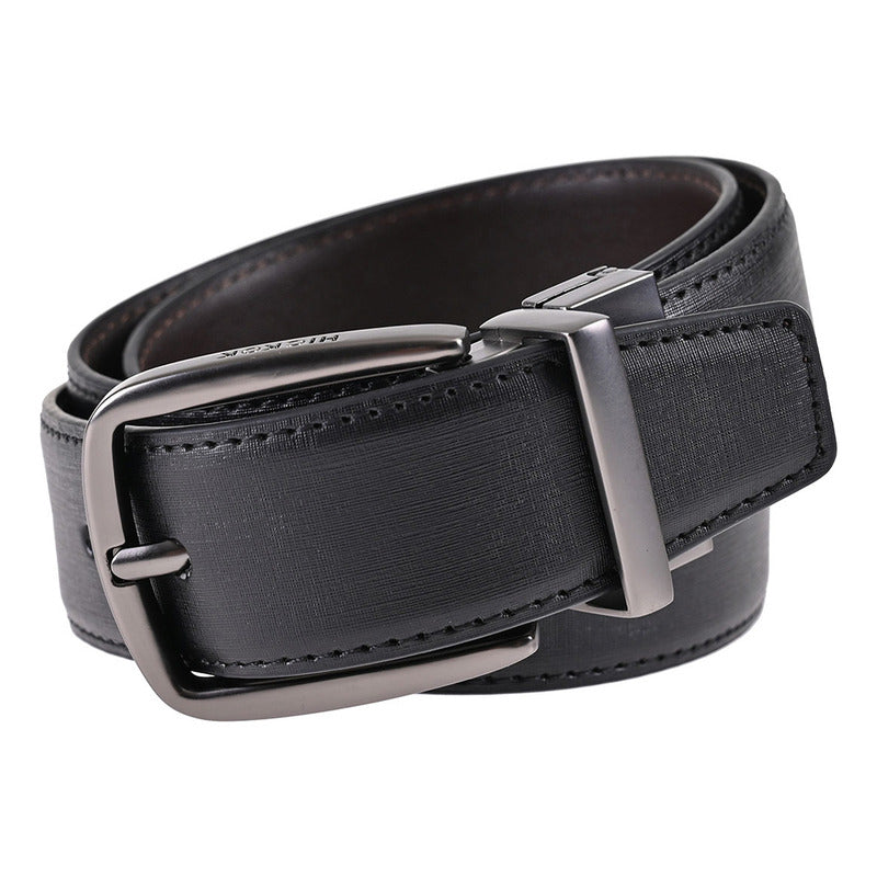 Cinturón Reversible De Piel Genuina Negro Cafe 34 Mm Hickok