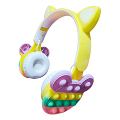 Audifonos Inalambricos Bluetooth Pop It De Orejitas Led B30 Color Amarillo