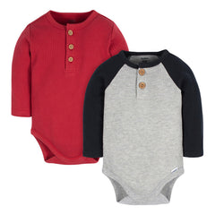 Pañalero Gerber Pack 2 Piezas Rojo Gris Manga Larga Bebé Color Gris / Rojo Talla 3-6m 3-6 M Liso