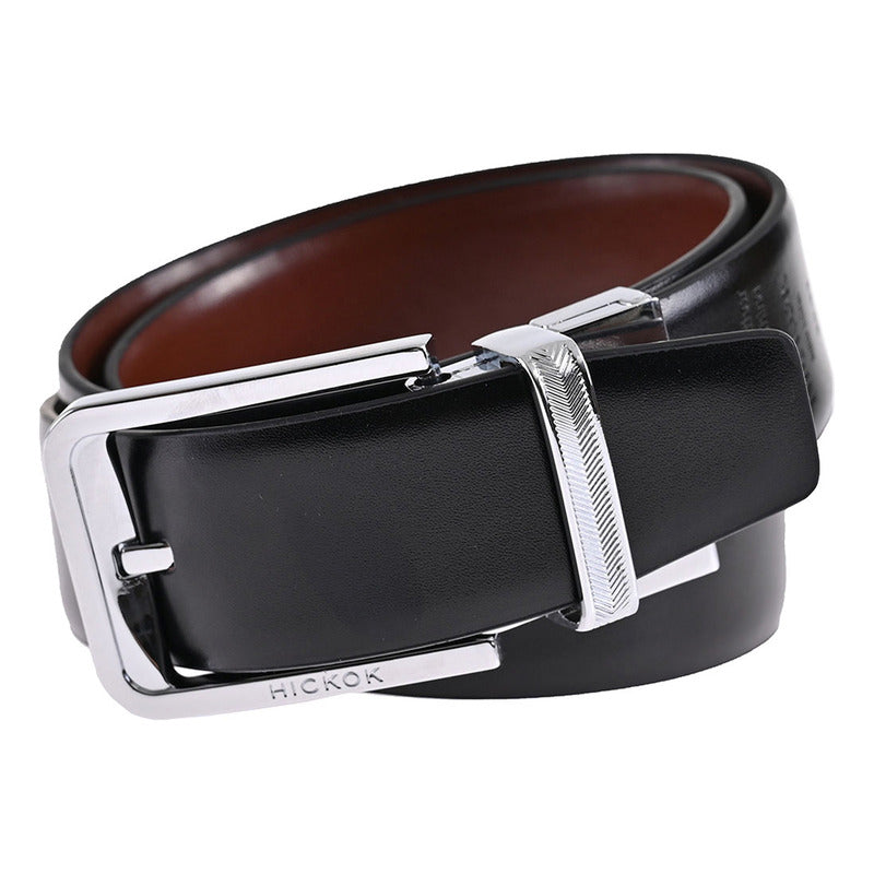 Cinturón Reversible De Piel Genuina Chestnutr-noir 34 Mm