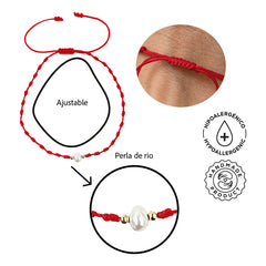 Pulsera Roja Vangania Perla Natural Joyería Artesanal Unisex