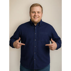 Camisa Big Kong Marino Lisa Hombre Grande Formal Manga Larga-XL