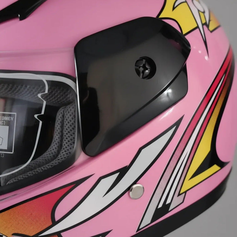 Casco Integral Para Moto Dama Rosa Con Diseño De Flores Sakura Rosa Chicle Monocolor Brillante Xl