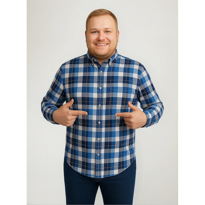 Camisa cuadros azul rey Big Kong tallas grandes hombre XL-XL