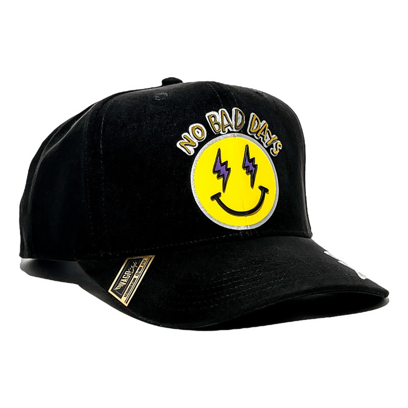 VAGO Style NO BAD DAYS Gorra Unica Artesanal Negra de Gamuza Ajustable con Visera Curva-Unitalla