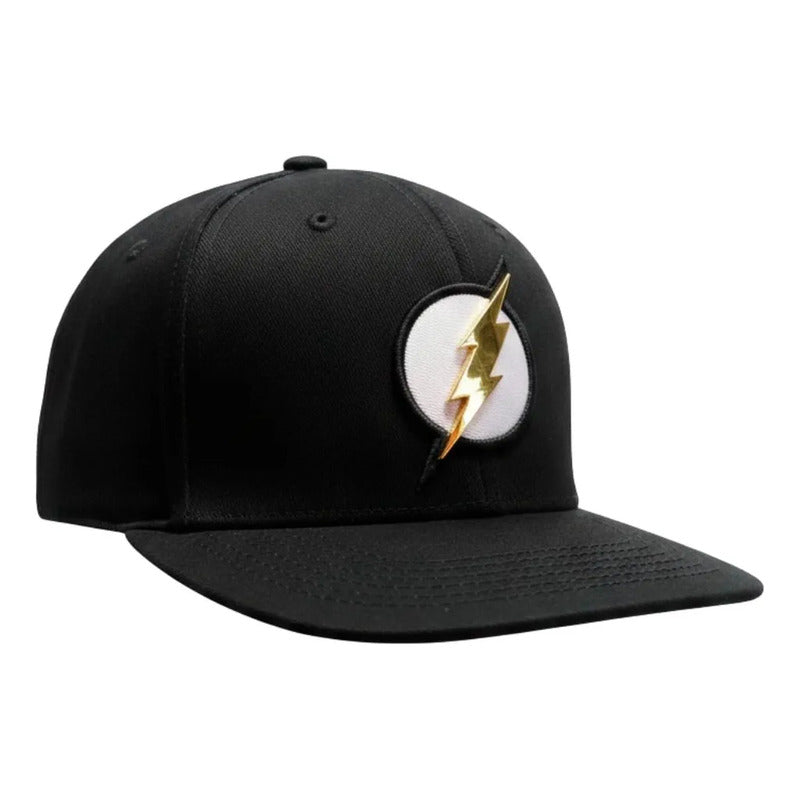 Gorra Flash Dc Rayo Dorado Metálico Snapback Algodón Negro Un