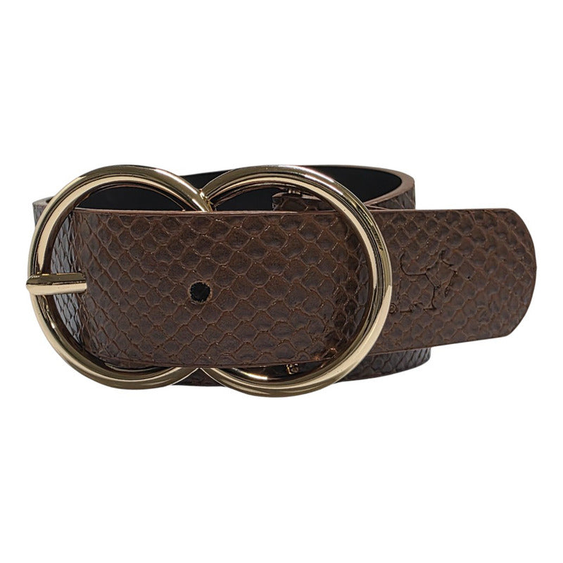 Cinturón Ferrioni Dama Piel Genuina Delia Miel Hebilla Doble-30-32