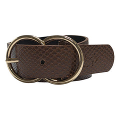 Cinturón Ferrioni Dama Piel Genuina Delia Miel Hebilla Doble