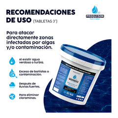 Cloro Para Alberca 10 Kg Tabletas 3 Pulgadas Proquison 90% Color Blanco