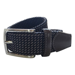 Cinturón Ferrioni Textil Elástico Trenzado Negro Gris Hombre