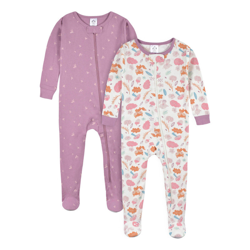 Mameluco Gerber Pack 2 Algodón Rosa Pies Bebé Dormir