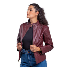 Chamarra De Piel Mujer Castelli Cuello Mao Elegante Dama