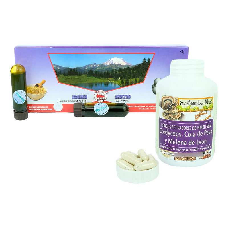 Kit Estres Y Animo Gaba Adaptogenos 10 Ampolletas 120 Caps Sin Sabor