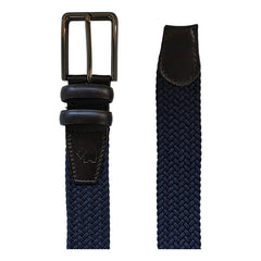 Cinturón Ferrioni Textil Elástico Trenzado Azul Hombre 34mm