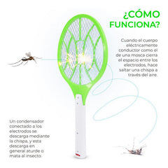 Raqueta Mata Mosquitos Led Recargable Eléctrica Elegate Verde