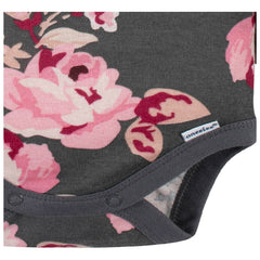 Pañalero Gerber Rosa Gris Flores Body Bebé Algodón Mameluco