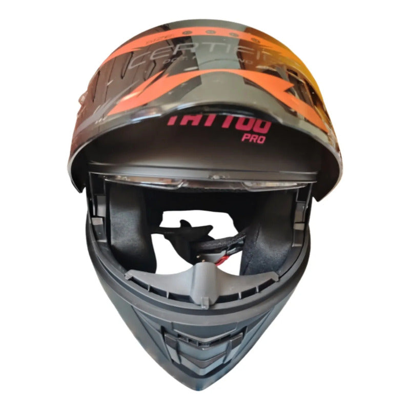 Casco Negro Con Rosa Tatoo Pro Negro Monocolor Mate M