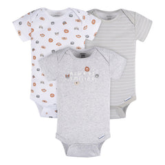 Pañalero Gerber Pack 3 Piezas Gris Body Algodón Ropa Bebé Color Blanco/gris Talla 6-9m 6-9 M Estampado