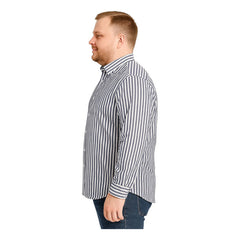 Camisa Big Kong Blanca Rayas Grises Hombre Grande Formal