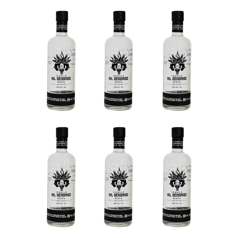Paquete 6 Botellas De Tequila Cristalino 750ml Mil Demonios