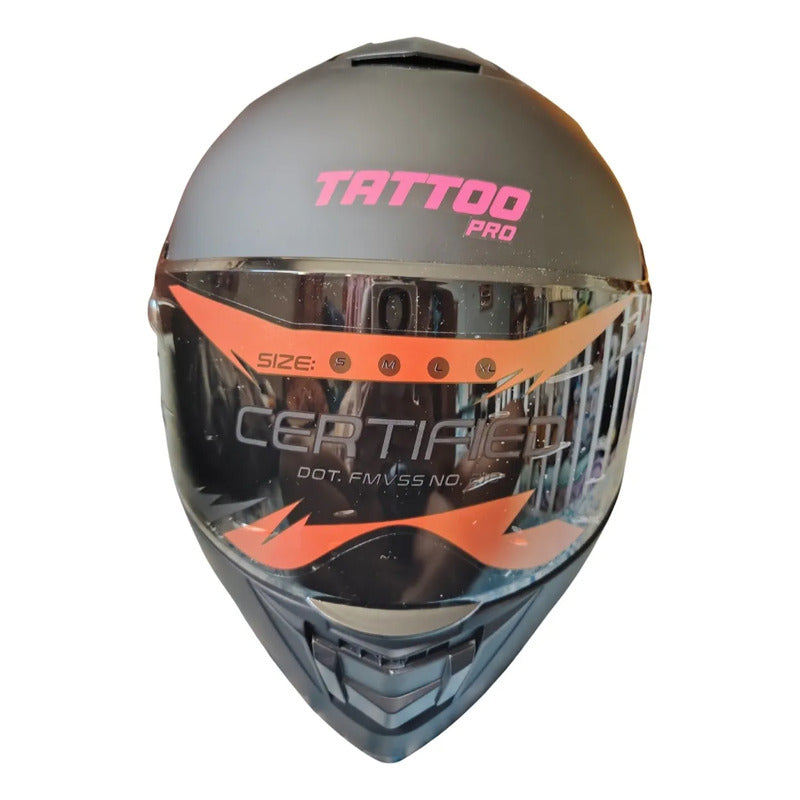 Casco Negro Con Rosa Tatoo Pro Negro Monocolor Mate M