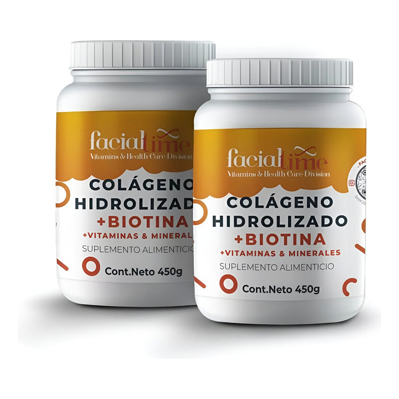 Colágeno En Polvo 900g Ft002 Facialtime Belleza Kit 2 Pzs Sin Sabor