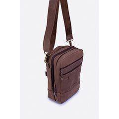 Bandolera Piel Castelli Hombre Marrón Con Correa Ajustable Modelo 8092 Liso Oro